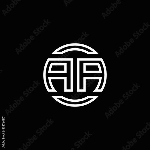 AA logo monogram with negative space circle rounded design template