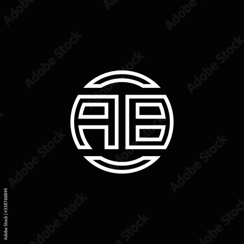 AB logo monogram with negative space circle rounded design template