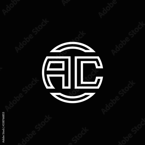 AC logo monogram with negative space circle rounded design template