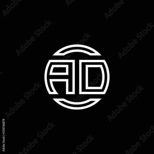 AD logo monogram with negative space circle rounded design template