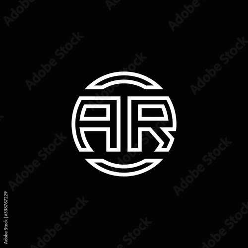 AR logo monogram with negative space circle rounded design template