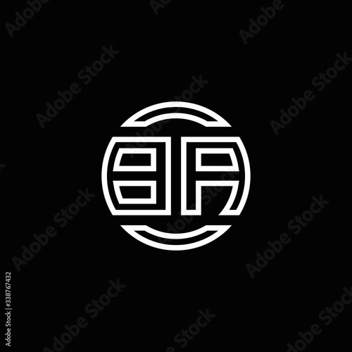 BA logo monogram with negative space circle rounded design template