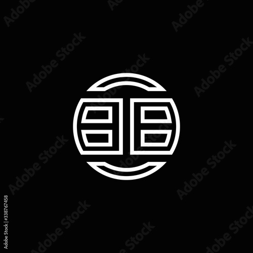 BB logo monogram with negative space circle rounded design template
