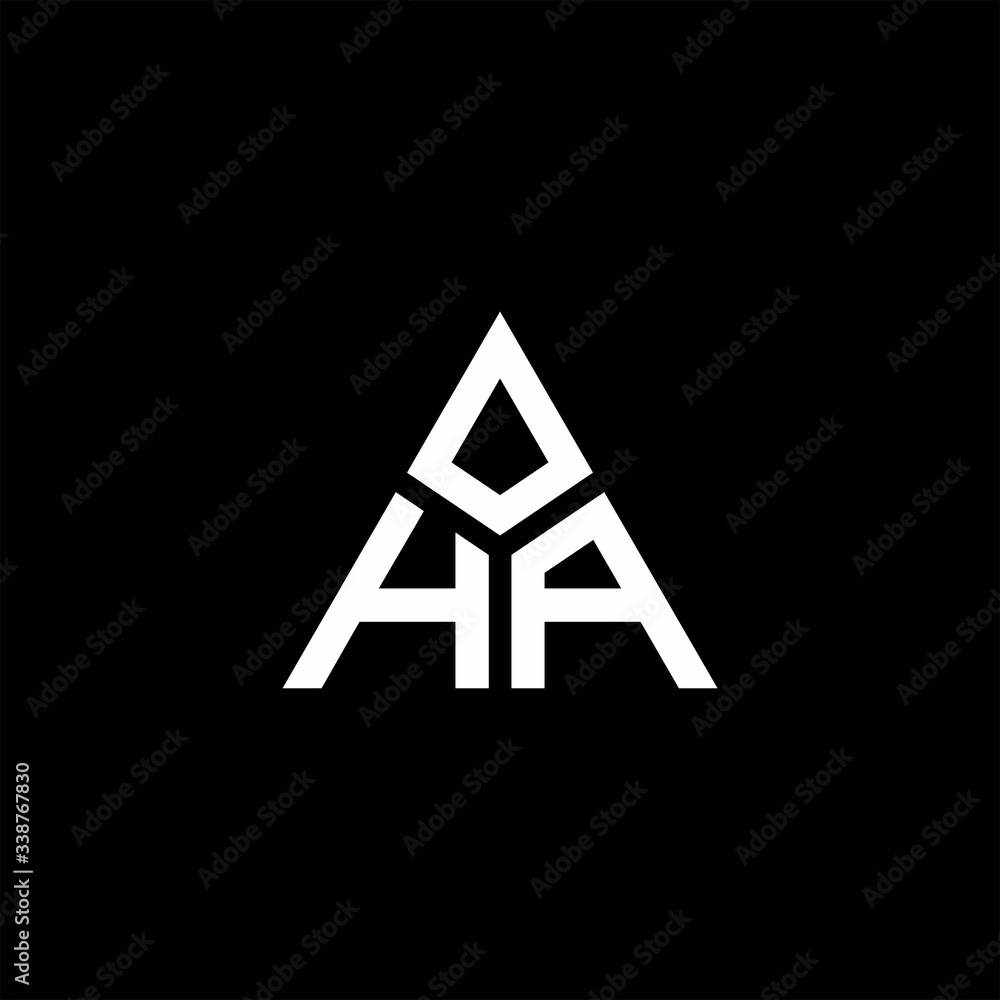 HA monogram logo with 3 pieces shape isolated on triangle HA monogram logo with 3 pieces shape isolated on triangle