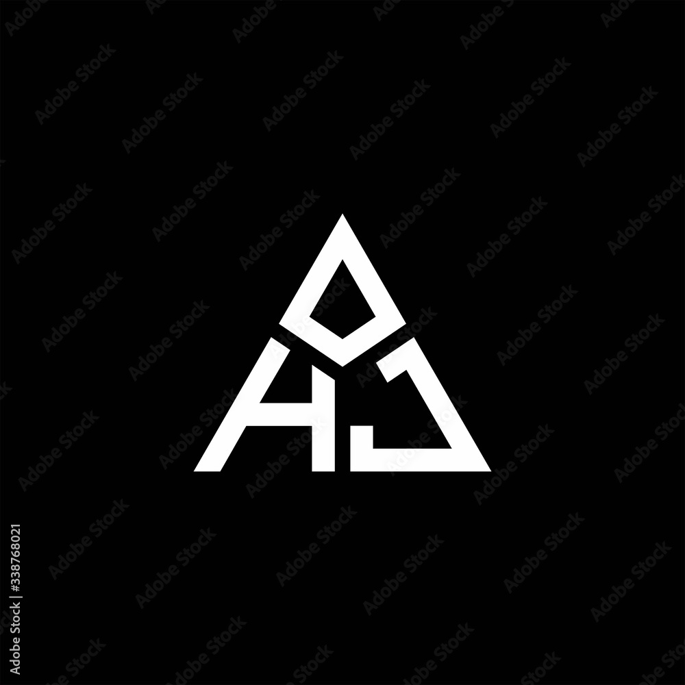 HJ monogram logo with 3 pieces shape isolated on triangle HJ monogram logo with 3 pieces shape isolated on triangle