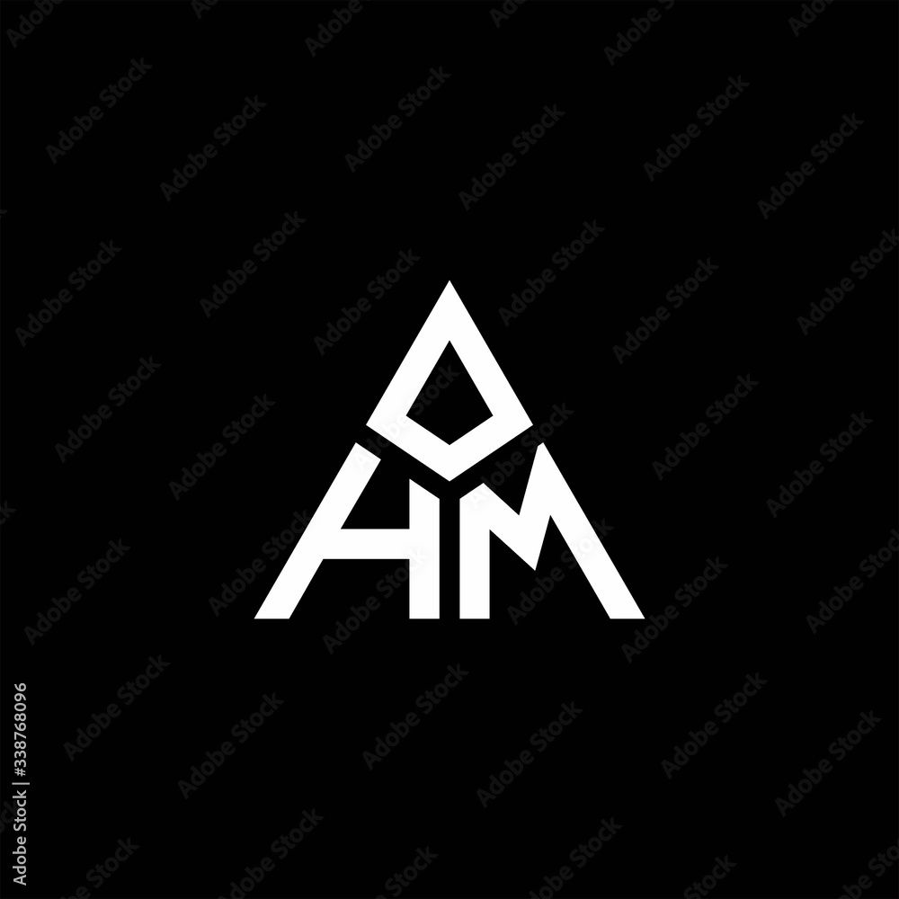 HM monogram logo with 3 pieces shape isolated on triangle HM monogram logo with 3 pieces shape isolated on triangle