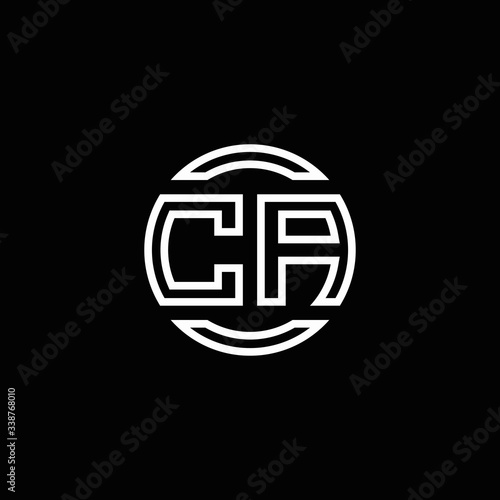 CA logo monogram with negative space circle rounded design template
