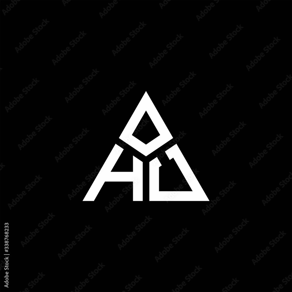 HU monogram logo with 3 pieces shape isolated on triangle HU monogram logo with 3 pieces shape isolated on triangle