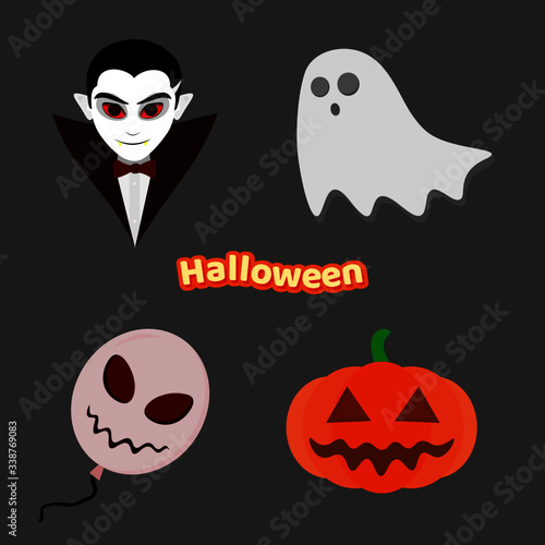 set of halloween character