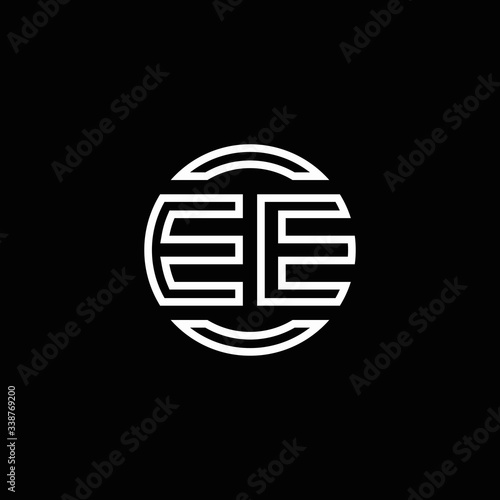 EE logo monogram with negative space circle rounded design template