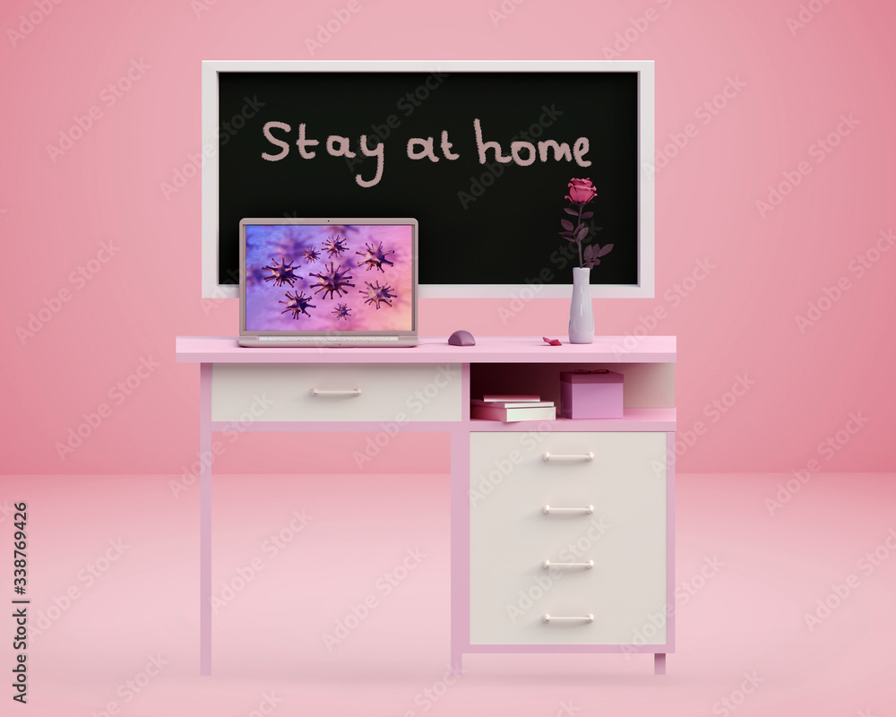 Coronavirus - staying at home. Self-isolation at home office. Home Quarantine. Isolation period at home Coronavirus - staying at home. Self-isolation at home office. Home Quarantine. Isolation period at home