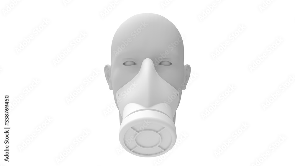 3D rendering of a human with a face mask protective virus isolated 3D rendering of a human with a face mask protective virus isolated
