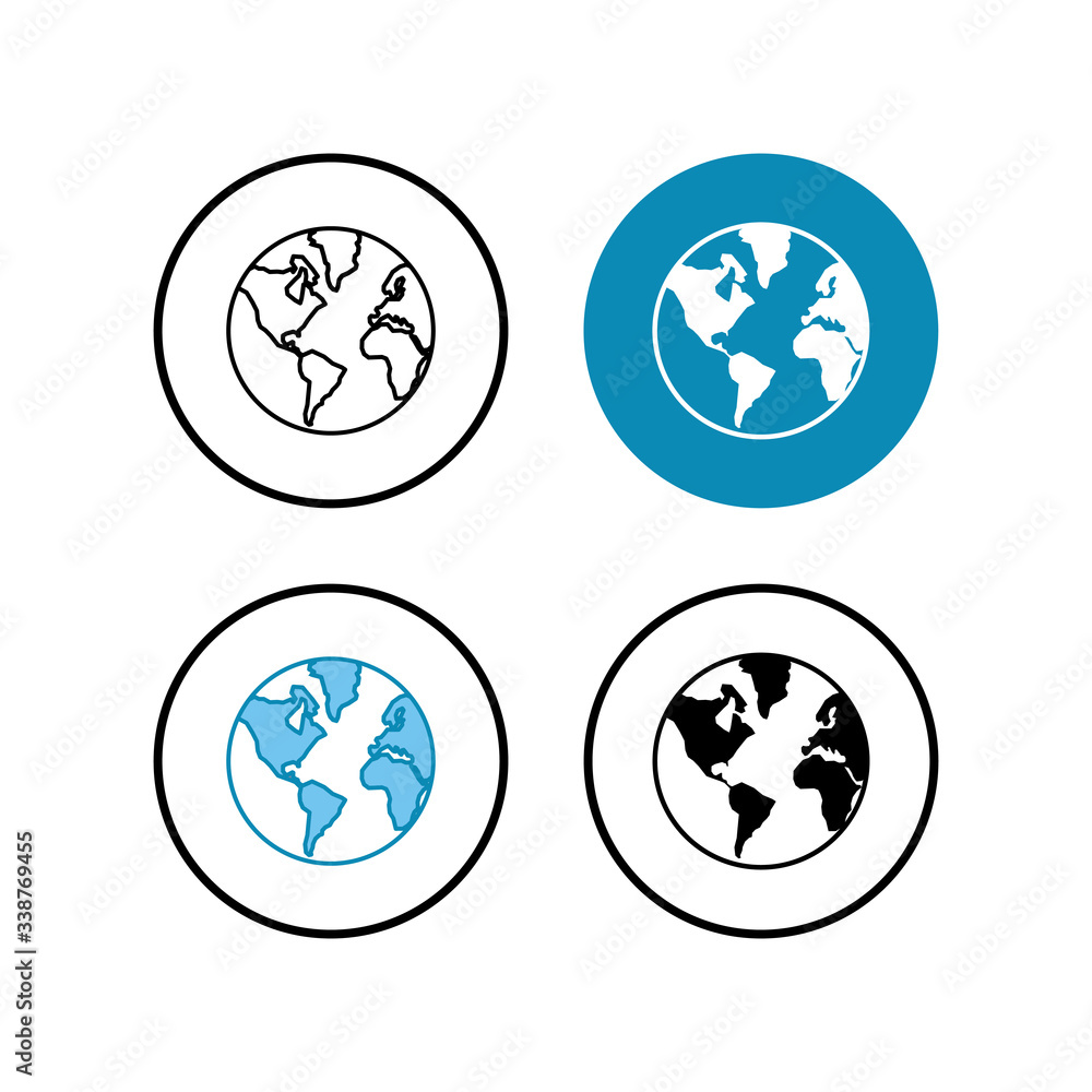 World map icons set. World icon vector World map icons set. World icon vector