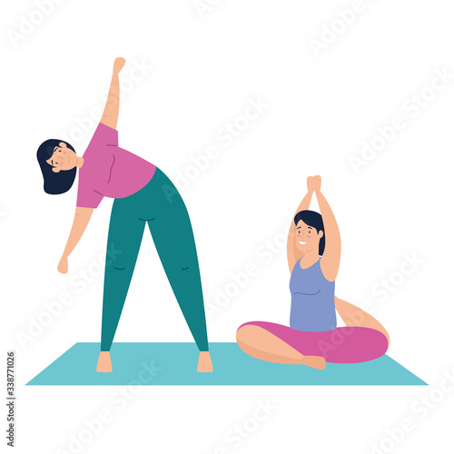 women practicing exercise isolated icon vector illustration design