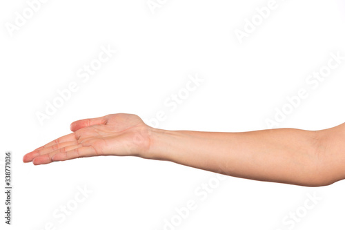 female hand isolated on white background showing hand gestures - Image © Fototocam