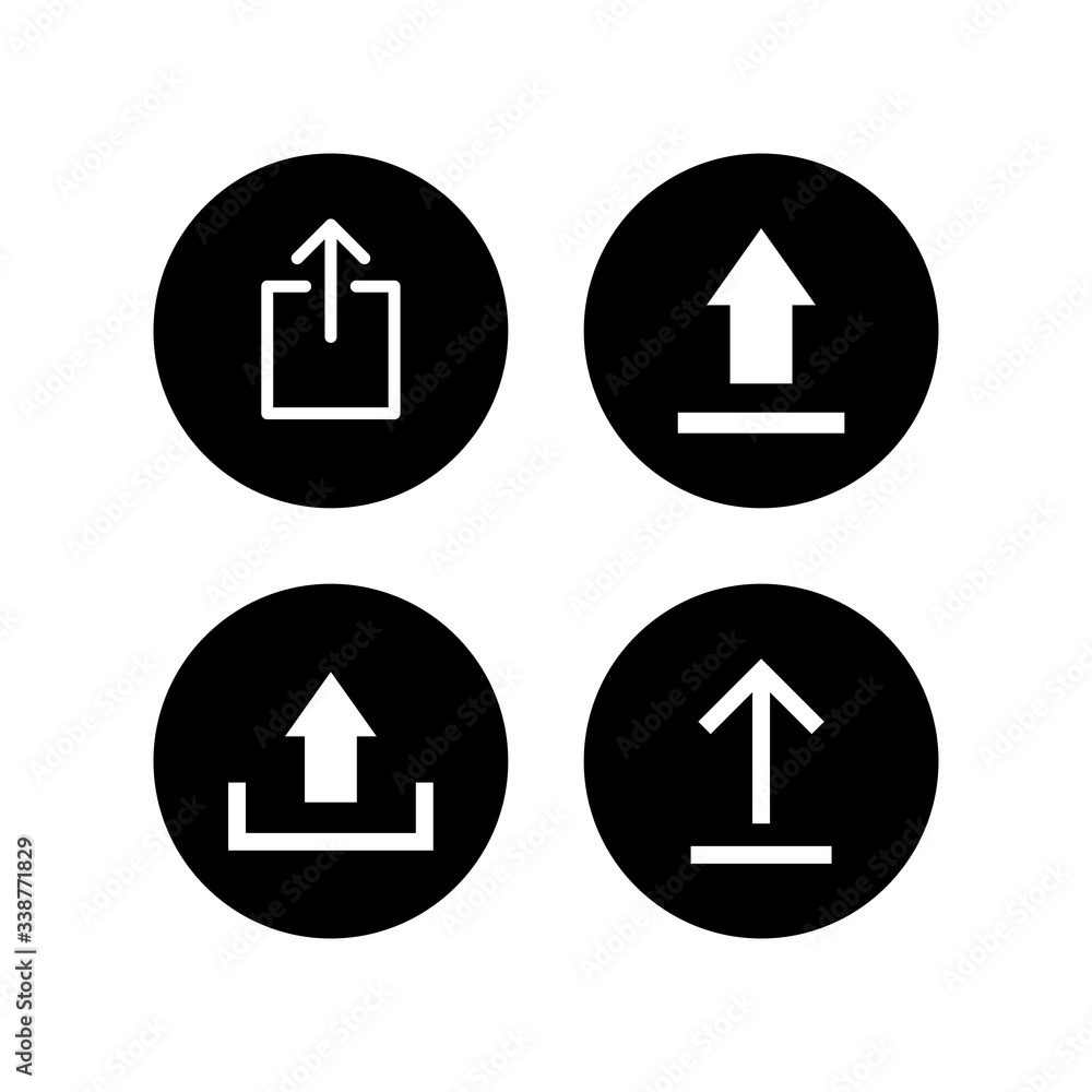Upload icons set. Upload sign icon. Upload button. Load symbol. Upload icons set. Upload sign icon. Upload button. Load symbol.