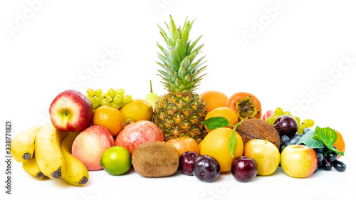 Mix of Fresh Organic Fruits isolated on white background