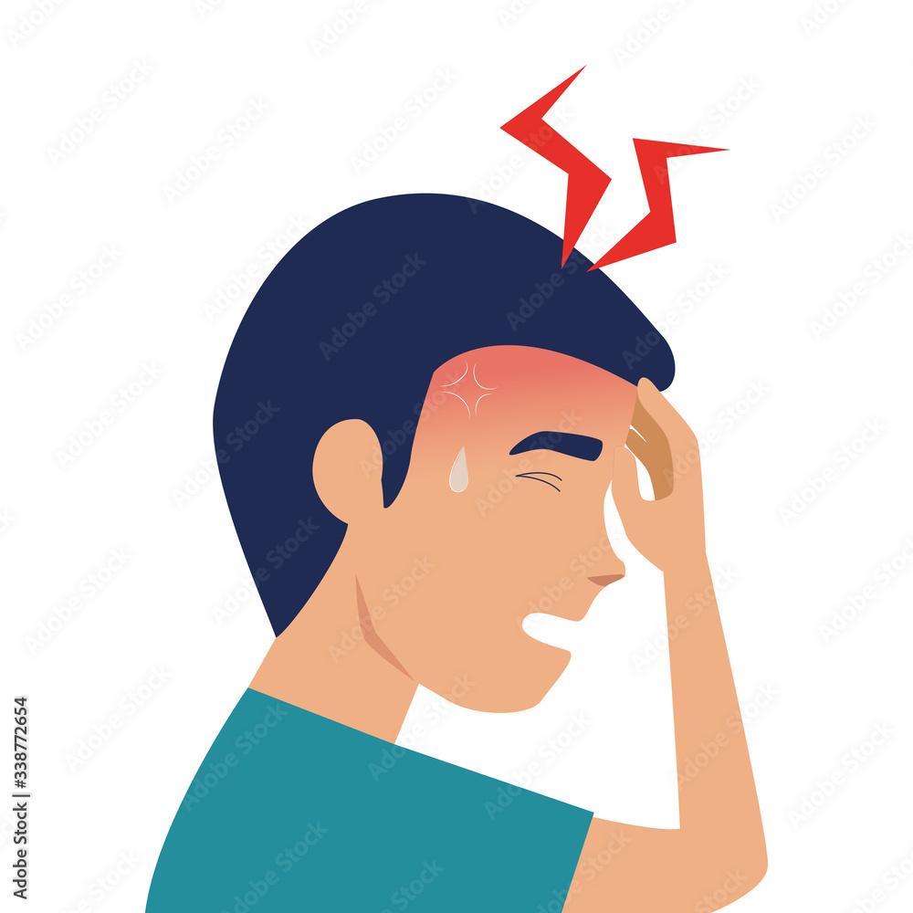 man with headache sick of covid 19 vector illustration design man with headache sick of covid 19 vector illustration design