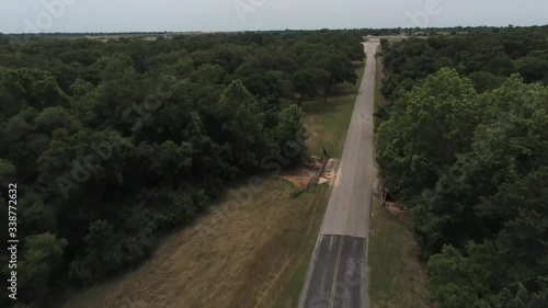 Drone country road Hempstead texas forest in the country of texas. photo