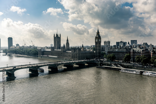 Westminster abbey and big ben and London City Skyline, United kingdom 