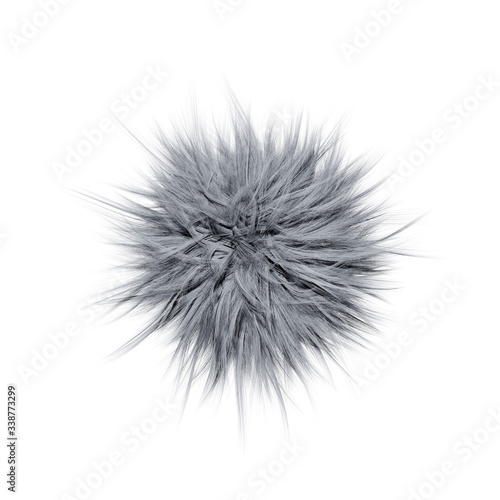 Gray Fluffy Ball Isolated on White Background