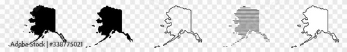 Alaska Map Black | State Border | United States | US America | Transparent Isolated | Variations photo
