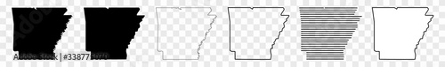 Arkansas Map Black | State Border | United States | US America | Transparent Isolated | Variations