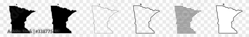 Minnesota Map Black | State Border | United States | US America | Transparent Isolated | Variations