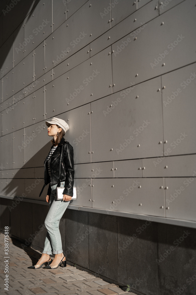 Attractive girl in stylish outfit outdoors Attractive girl in stylish outfit outdoors