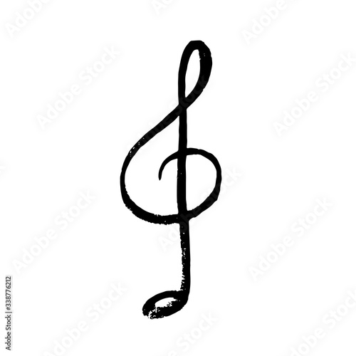 Black hand drawn treble clef