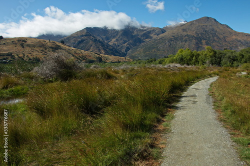 Lake Hayes Walkway at Lake Hayes near Arrowtown in Otago on South Island of New Zealand 