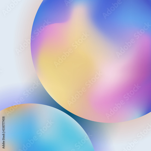 Abstract trendy 3D circle gradient color on blurred background