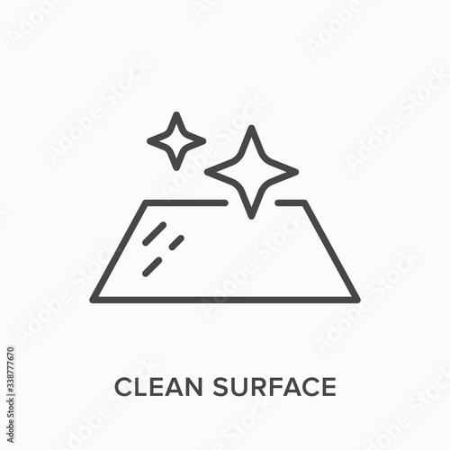 Clean surface icon. Vector outline illustration of hygiene housekeeping. Dust free zone pictogram