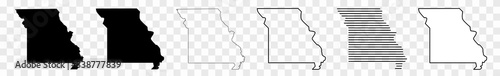 Missouri Map Black | State Border | United States | US America | Transparent Isolated | Variations