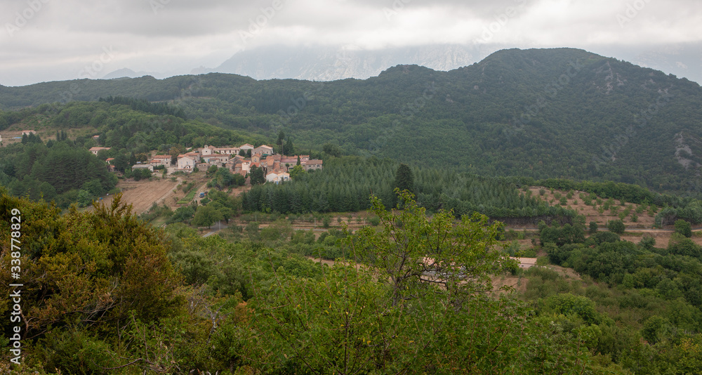 Languedoc France.  Mountain village. Mountain town.