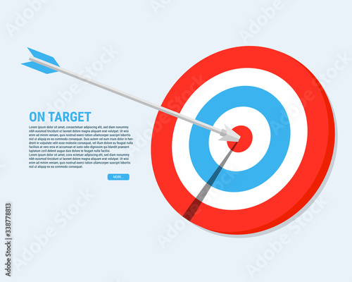 The arrow pierces the center of the target. On target Background web templete