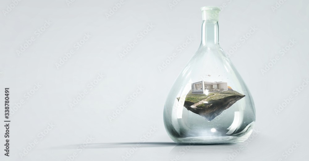 Mountain inside a glass bottle Mountain inside a glass bottle