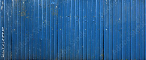 Blue metal decking. Sheets of blue corrugated iron