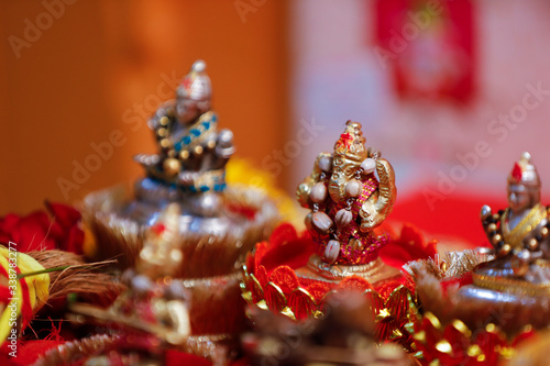 Hindu god small sculpture in indian wedding ceremony