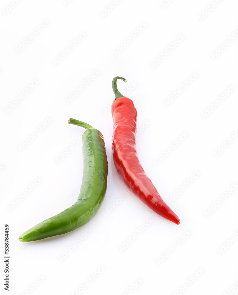 chili pepper shot on a white background, isolate