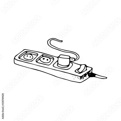 Extension cord doodle black and white