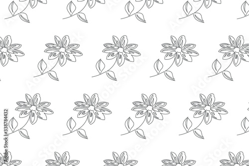 Floral seamless pattern with beautiful colors, endless texture, minimalistic sketch. Vector illustration for holiday invitations, Wallpaper, textiles, wrapping paper.