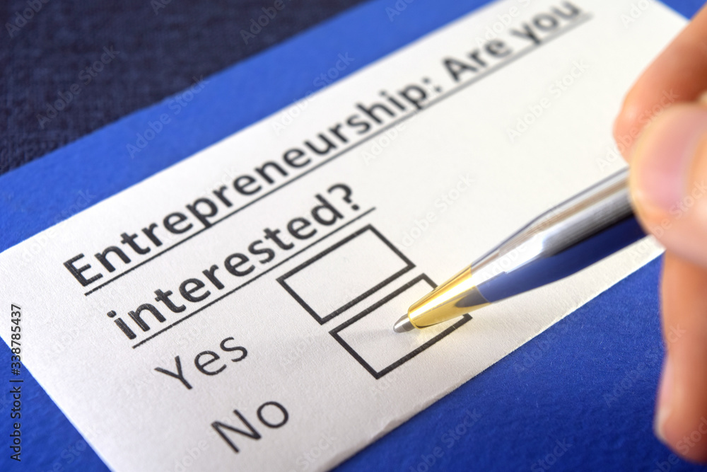 One person is answering question about entrepreneurship.