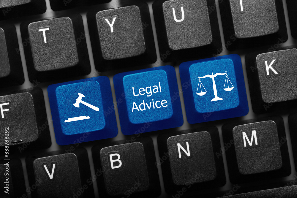 Three keys conceptual keyboard - Legal Advice with symbols keys Three keys conceptual keyboard - Legal Advice with symbols keys