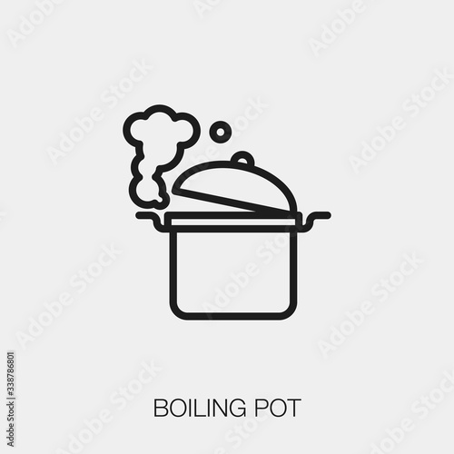 boiling pot icon vector. Linear style sign for mobile concept and web design. boiling pot symbol illustration. Pixel vector graphics - Vector.	