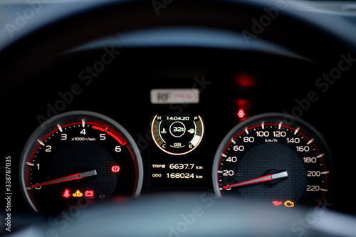 Car dashboard modern automobile control illuminated panel speed display