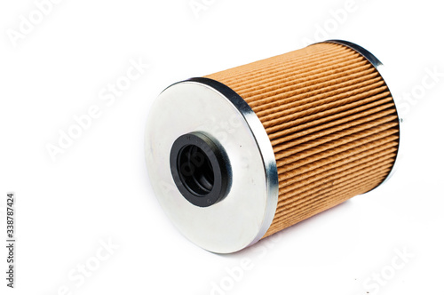 New oil filter isolated on white background.Copy space