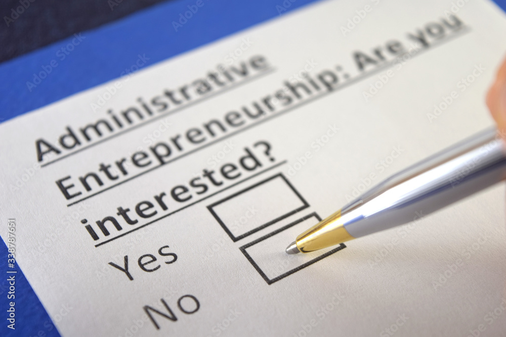 One person is answering question about administrative entrepreneurship. One person is answering question about administrative entrepreneurship.