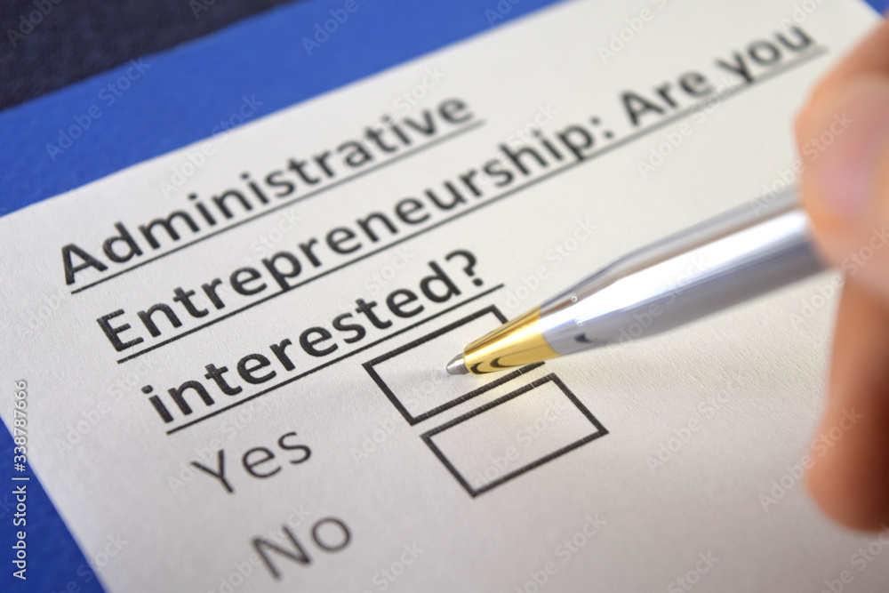 One person is answering question about administrative entrepreneurship. One person is answering question about administrative entrepreneurship.