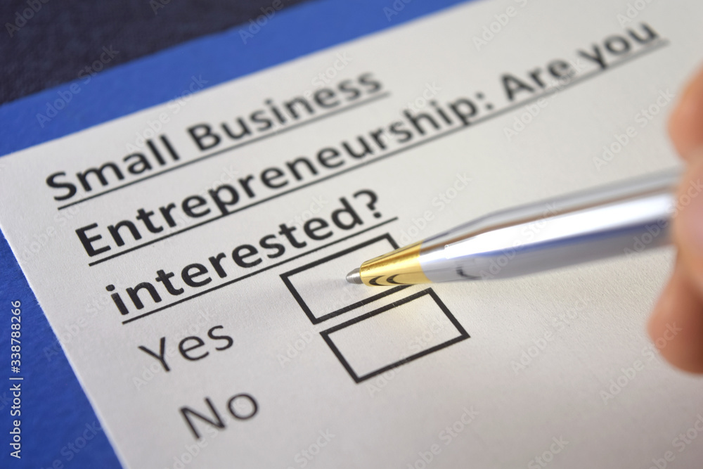 One person is answering question about small business entrepreneurship. One person is answering question about small business entrepreneurship.